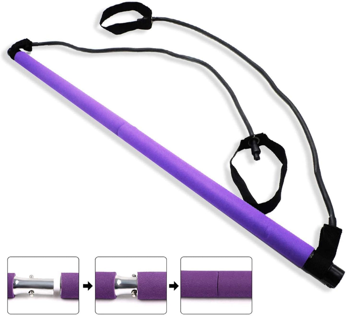 Feisi Sport Adjustable Pilates Bar Kit with 4 Resistance Bands, Portable  Pilates Bar Stick for Home Workout, Adjustable Pilate Bar for Gym Fitness